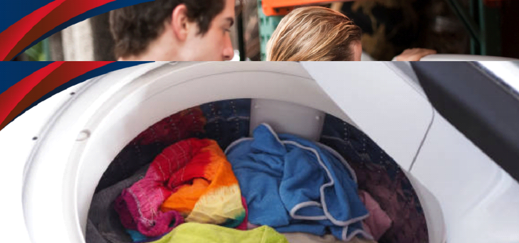 Top load washing machine with clothes inside